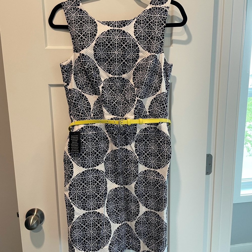 Navy and White Knee-Length Dress